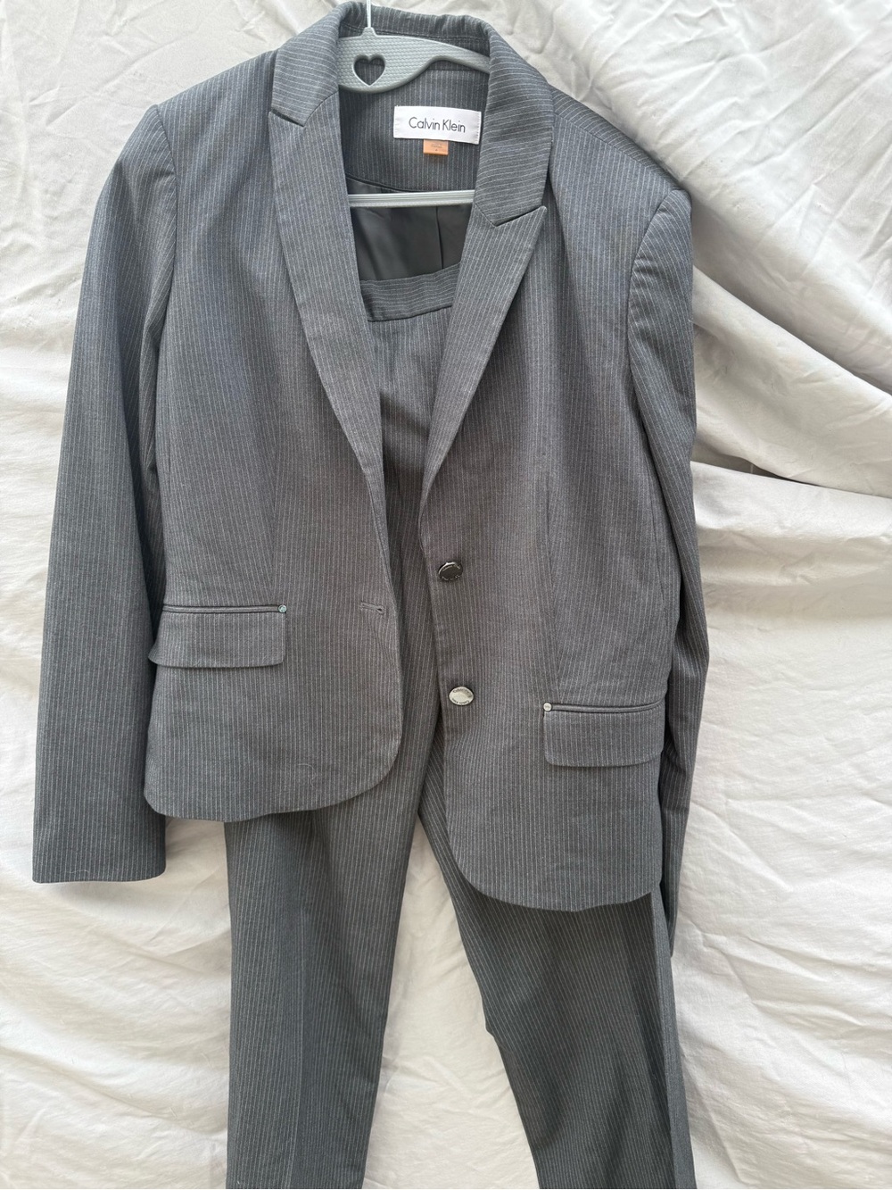 Calvin Klein Women's Gray Pinstripe Two-Piece Suit
